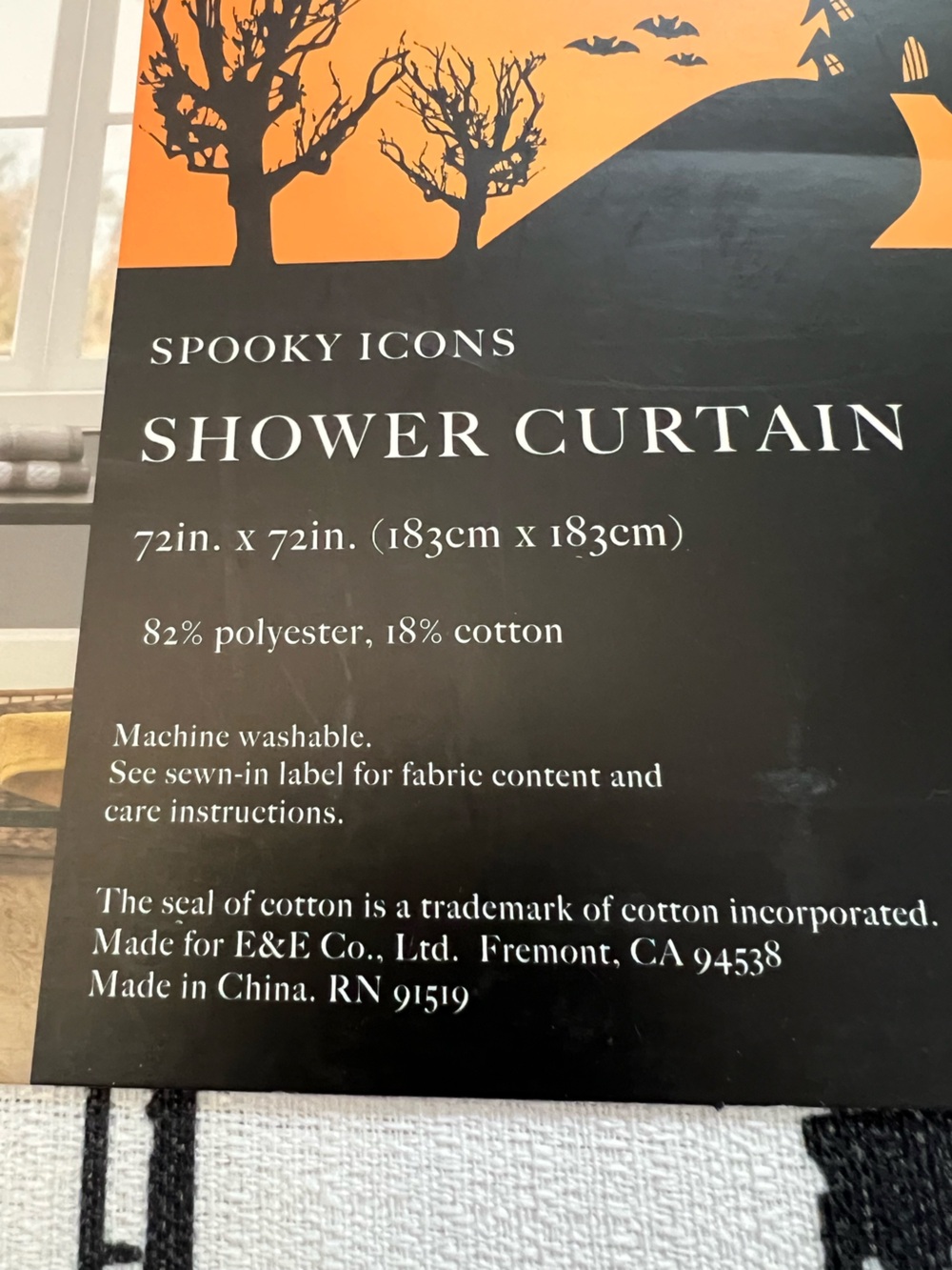 Gray Halloween Shower Curtain with Skull & Potion Prints - Picture 4 of 5
